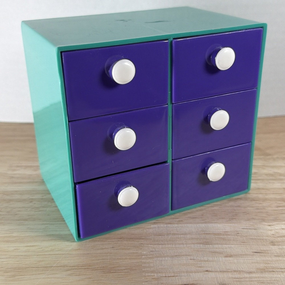 Mod small Desk Organizer Green Blue Teal w/Drawers MCM Vintage 1970s Retro